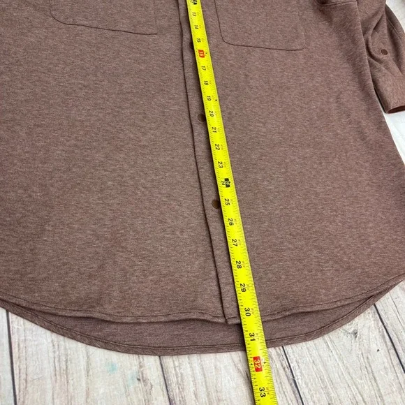 Lululemon Soft Knit XL Long Sleeve Button Up Shirt Brown Heathered Snap Button - Picture 7 of 7